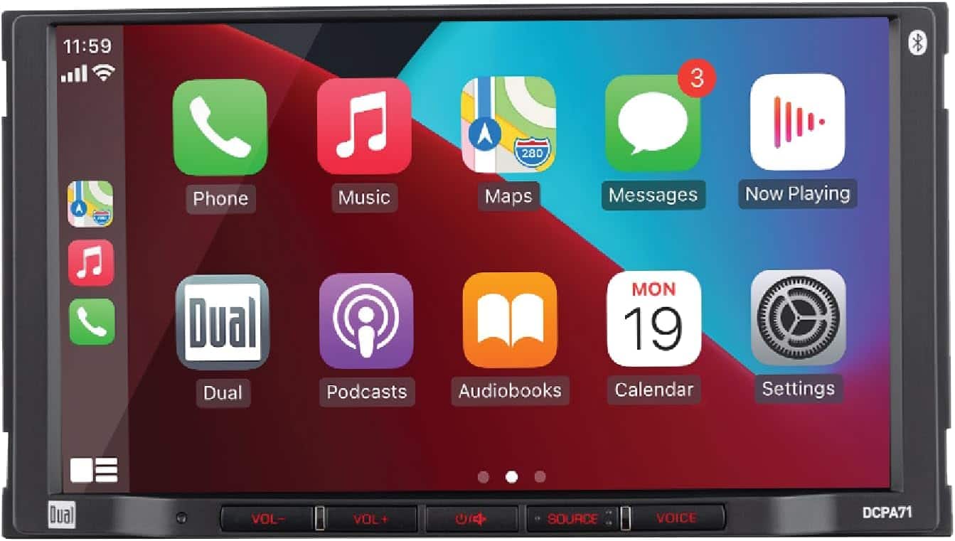 Dual - DCPA71 7" Car Stereo | Apple CarPlay & Android Auto | Double DIN Touchscreen | Bluetooth | Backup Camera Input - Black