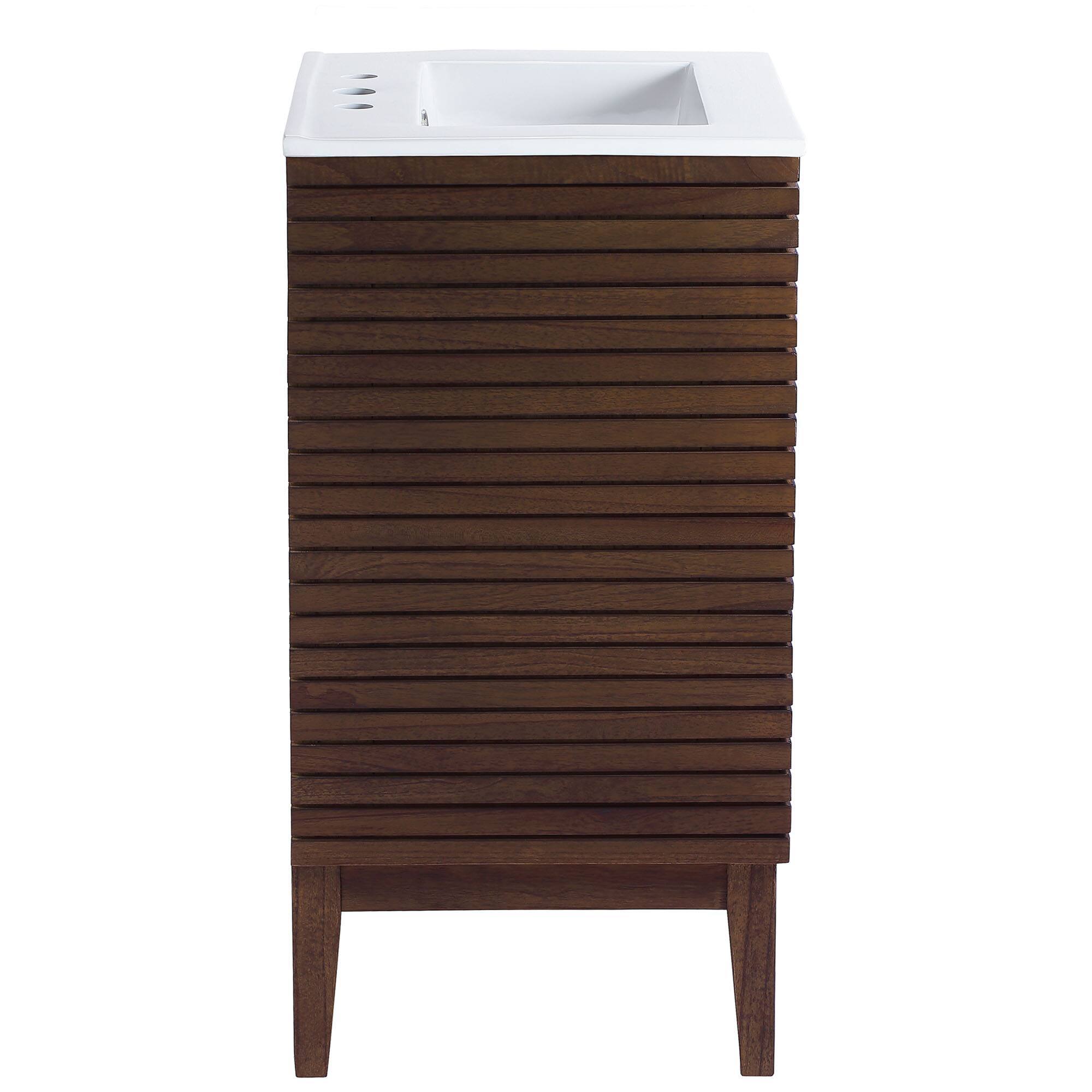 Alt View 1. Modway - Ledger Bathroom Vanity Basin Included - Walnut White.