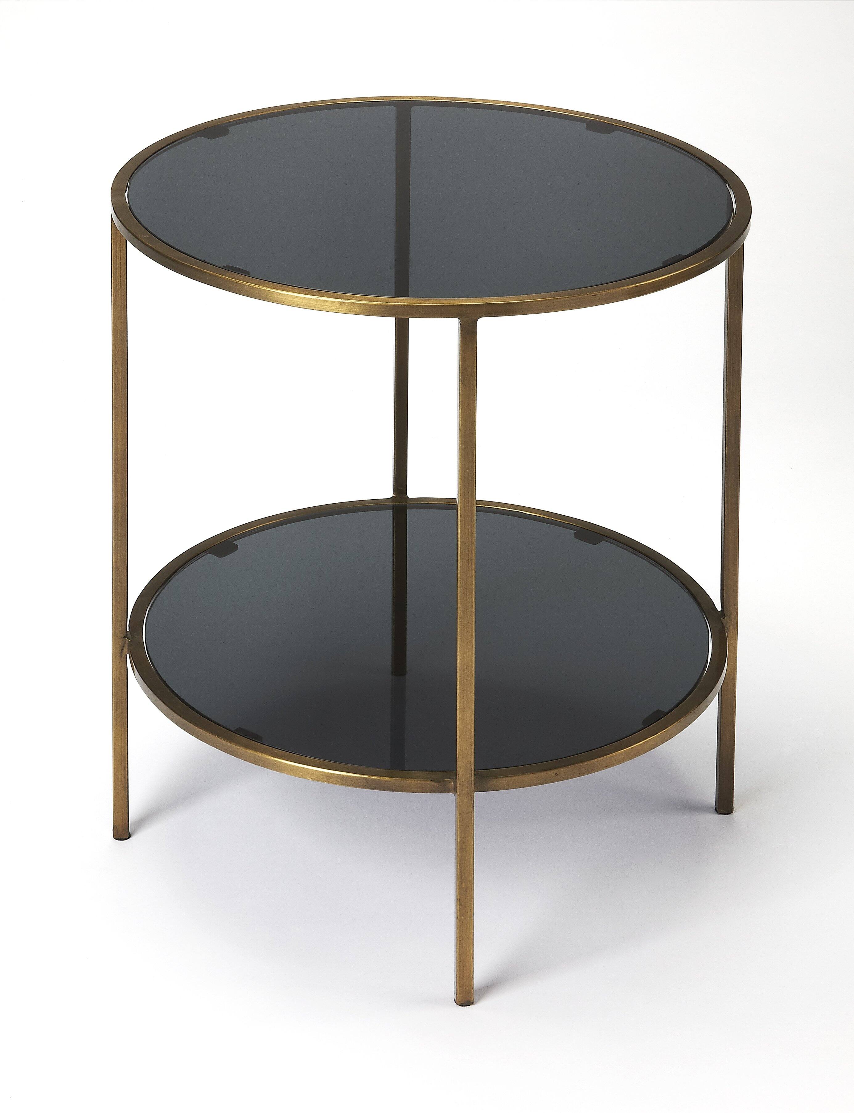 Butler Specialty Roxanne 19.75 in. W Round Glass and Iron Side Table ...