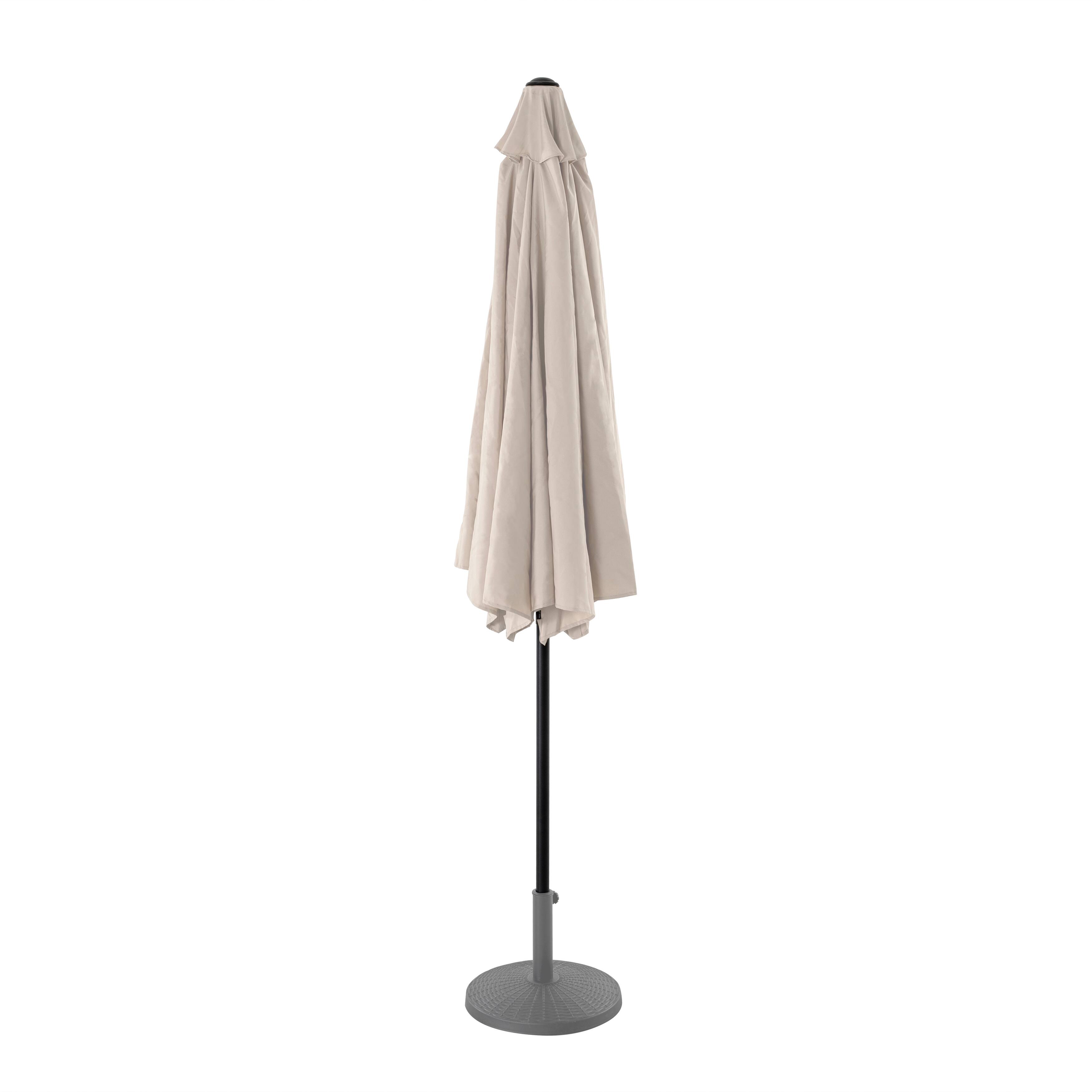 Angle. Nuu Garden - Nuu Garden 7.5' Round Patio Umbrella with Crank and Tilt, Aluminum Pole, 8 Iron Ribs, Beige - Beige.