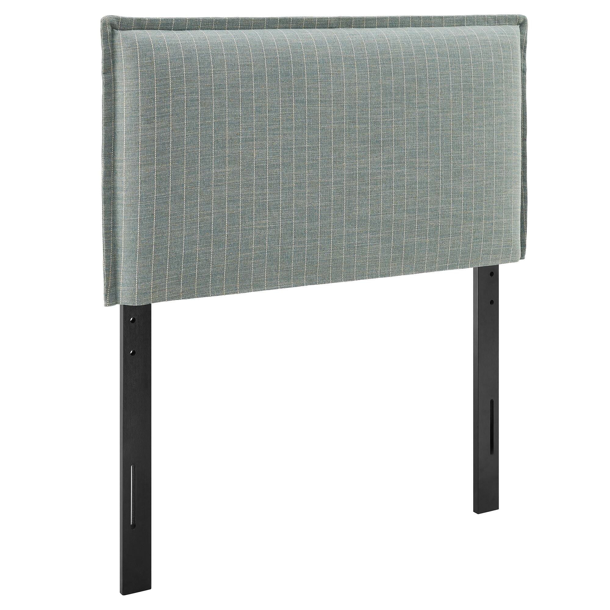 Angle. Modway - Camille Striped Linen Blend Headboard by Modway - Spa Blue Stripe.