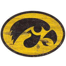 Fan Creations - Iowa Hawkeyes Distressed Logo Cutout Sign - Multicolor