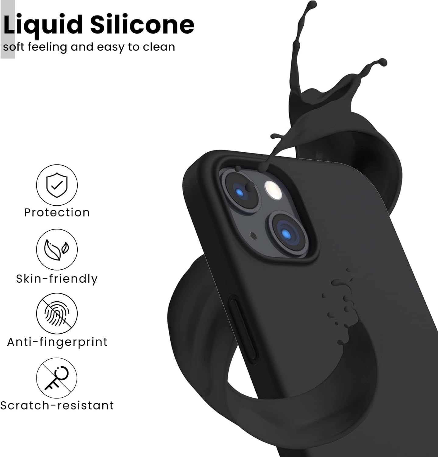 Liquid Silicone, soft feeling and easy to clean, Protection, Skin-friendly, Anti-fingerprint, Scratch-resistant