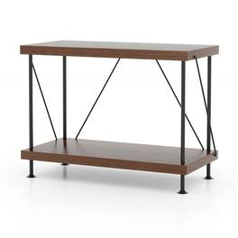 Pefilos - 2/3/4/5-Tier Multipurpose Display Rack with Metal Frame-2-Tier, Tall Bookshelf, Shelves for Living Room, Home Office - Brown