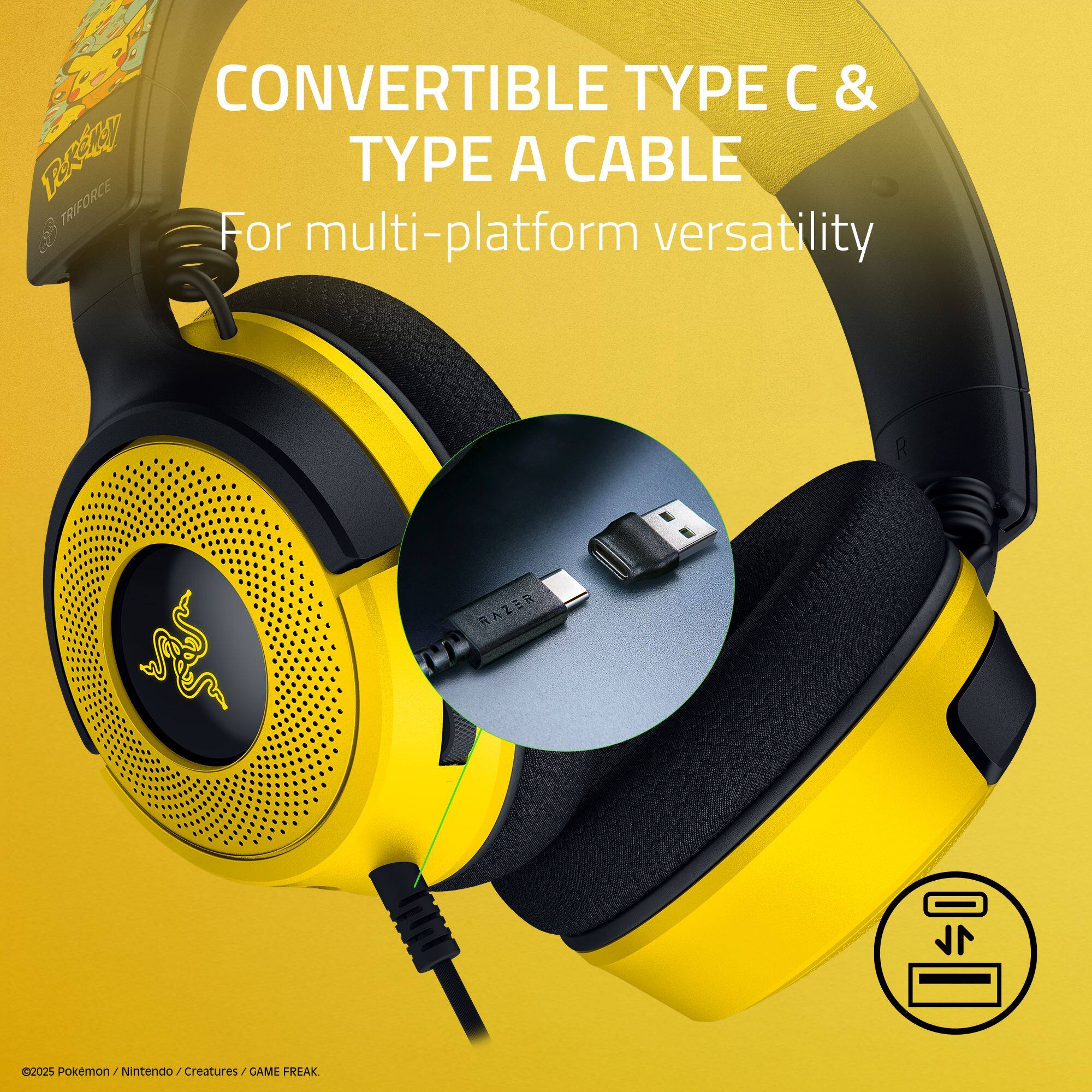 CONVERTIBLE TYPE C & TYPE A CABLE For multi-platform versatility RAZER 1 CJOUS Pokemon emon/Nintendo/Creature Nintendo Creatures y GAME FREAK.