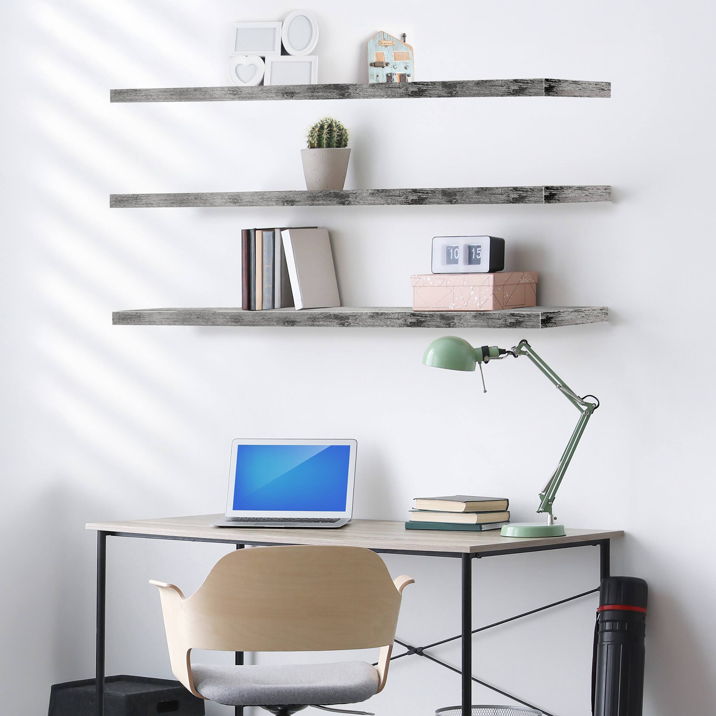 Alt View 4. Sorbus - Sorbus Floating Shelves for Wall - 55 Inch Extra-Long Bathroom Shelves, Floating Shelf with Hidden Brackets (3 Pack) - Gray.