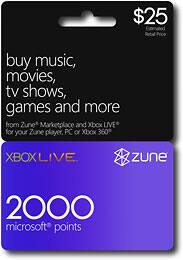 Front Large. Zune - $25 Microsoft Points Card.