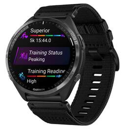 StrapsCo - Pro Seatbelt Strap QuickFit 22 Nylon Watch Band For Garmin Forerunner 965 (Extra Long) - Midnight