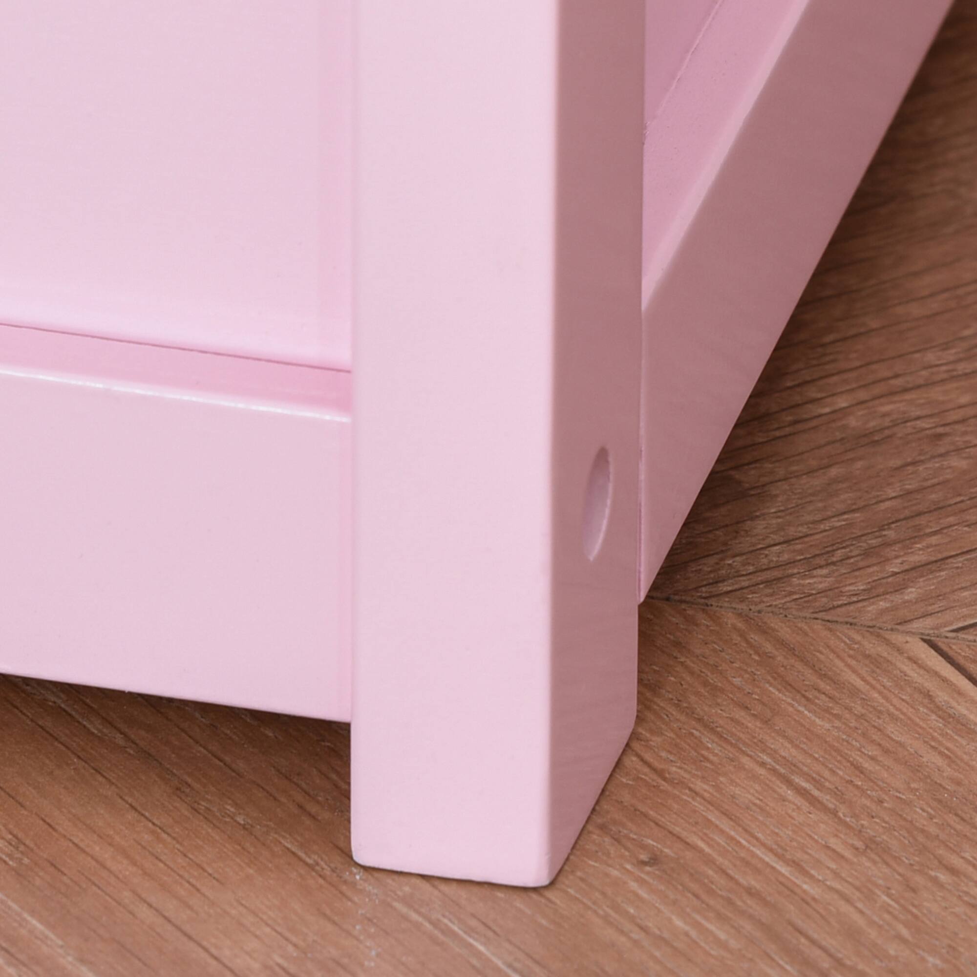 Alt View 4. Qaba - Toddler Toy Box Storage Bench with Large 27 L Interior, Kids Storage Bench Seat for Toddler Playroom, Bedroom Furniture - Pink.