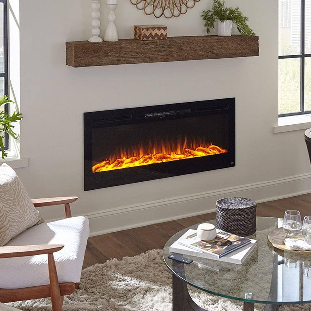 Alt View 1. Touchstone Home Products - 45 in. Wall Mounted Recessed Sideline Smart Electric Fireplace 1500W - Black.