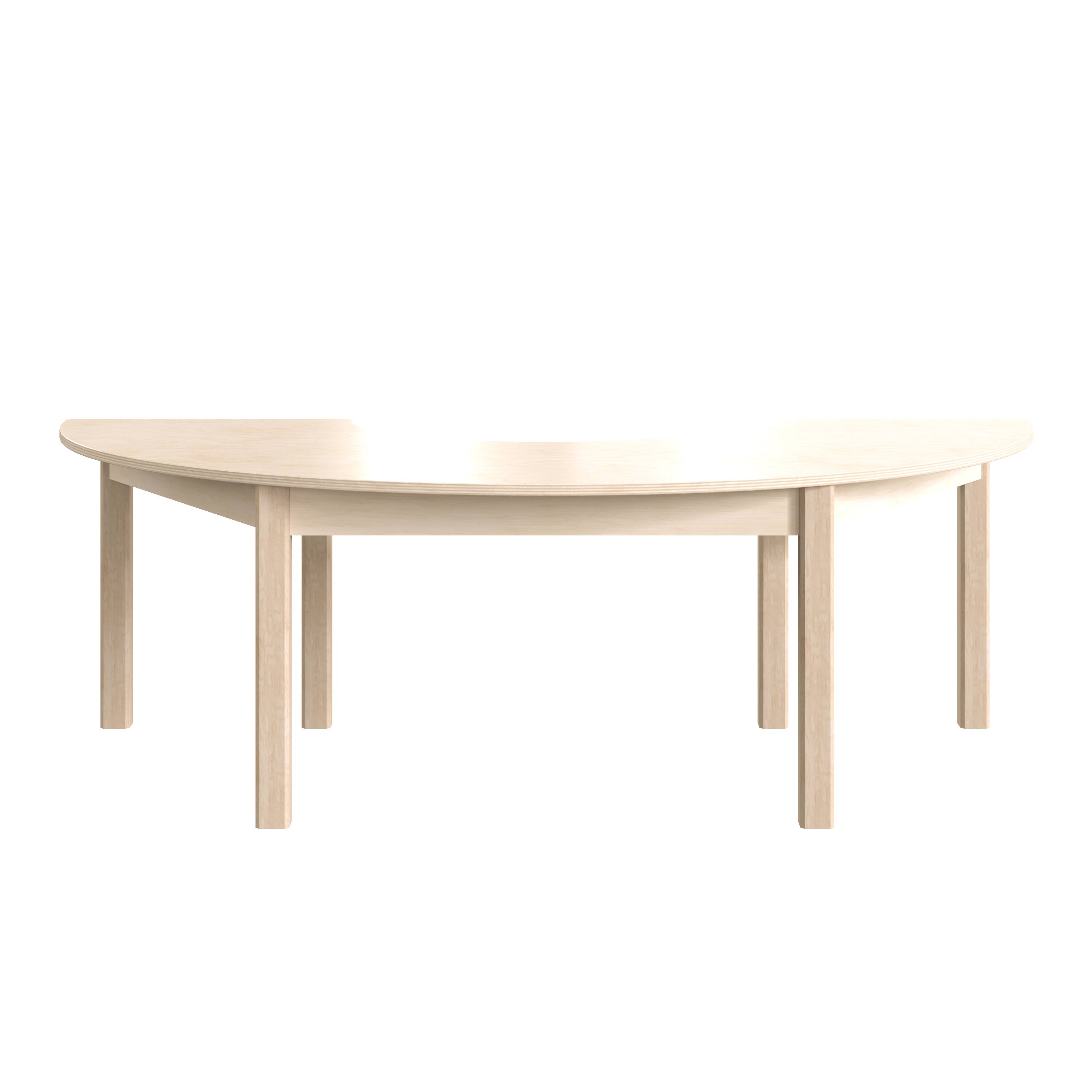 Back. Flash Furniture - Bright Beginnings Commercial Grade Wooden Half Circle Preschool Classroom Activity Table, (29.5"W x 59"D x 18"H), Beech - Natural.