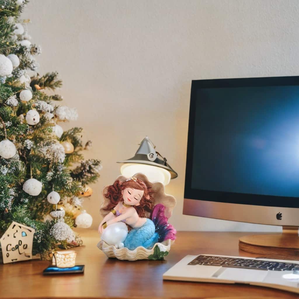 FC Design - 5.25"H Lovely Tailed Mermaid with Pearl in Shell Mergirl Figurine Statue Office Desk Tabletop Home Decor Gift - Multi-Color