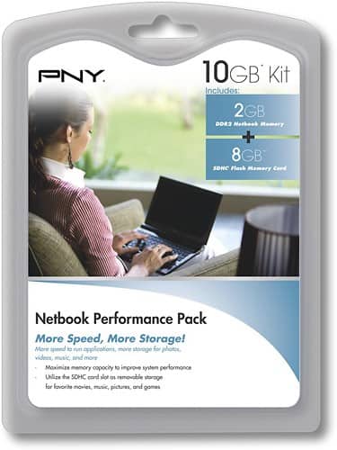 Front Standard. PNY - 2GB PC5300 DDR2 SoDIMM Memory with 8GB Secure Digital High Capacity Memory Card.