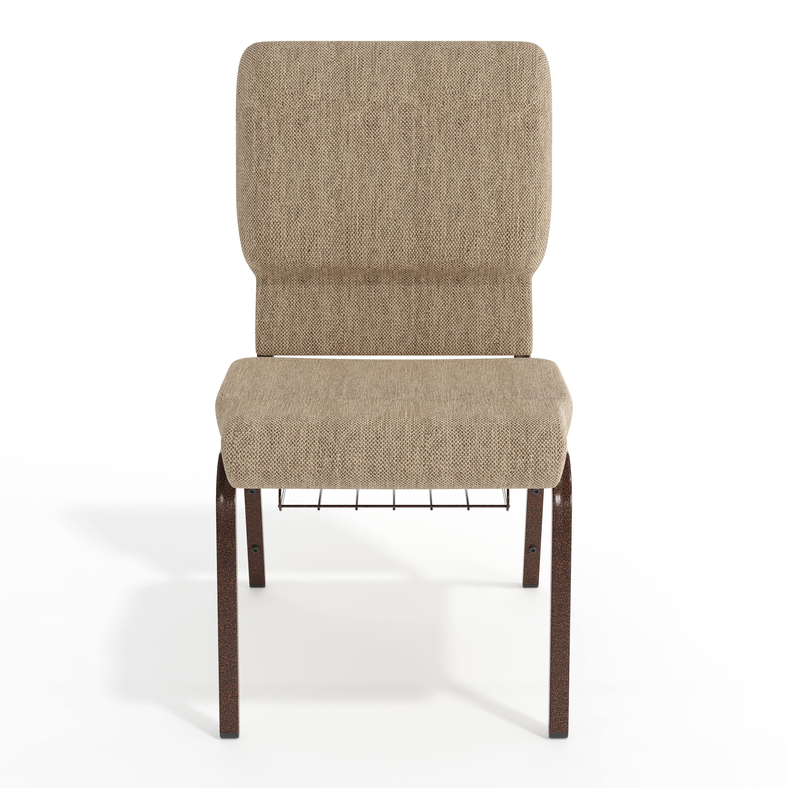 Alt View 9. Emma + Oliver - 18.5"W Church/Reception Guest Chair with Communion Cup Book Rack - Beige Fabric/Copper Vein Frame.