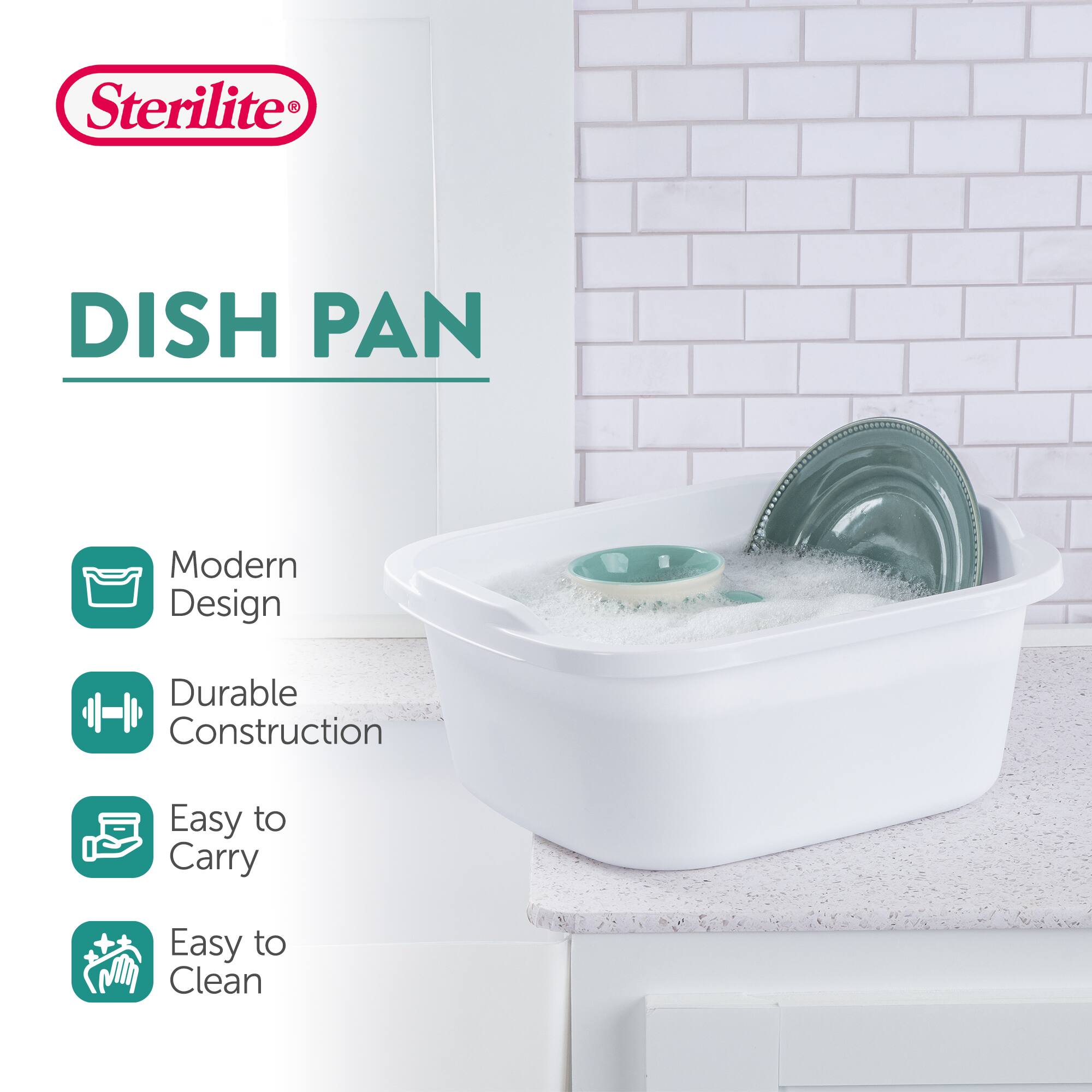 Sterilite Dish Pan Modern Design Durable Construction Easy to Carry Easy to Clean