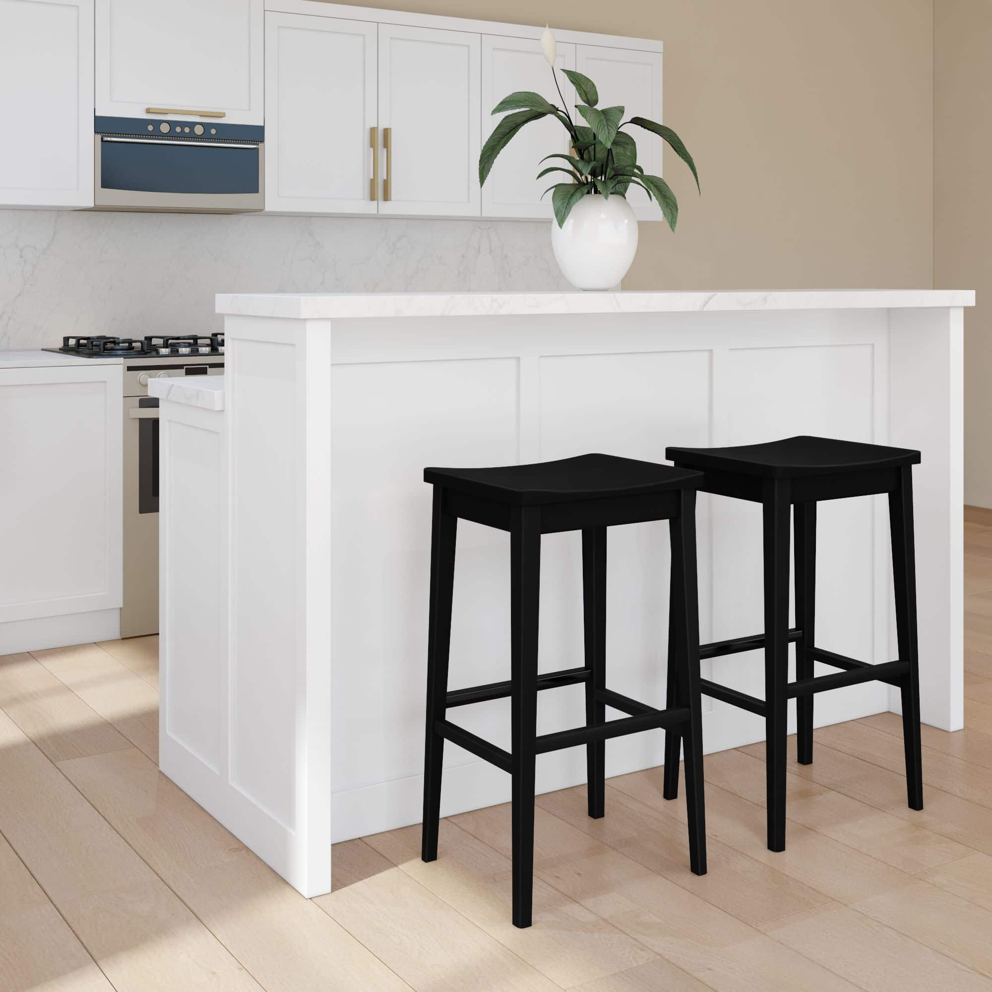 Front. Plank+Beam - Smythe Stool Bar Height (30in) - 2 pack|| Black - Black.