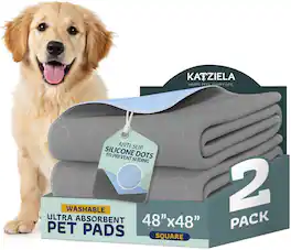 Katziela - Quick-Drying Washable Pee Pads for Dogs 48x48 2 Pack - Gray