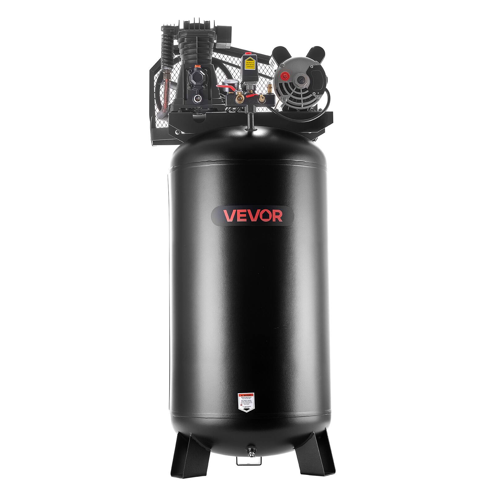 Alt View 5. VEVOR - 60 Gallons Heavy-Duty Air Compressor,3.7HP 8 SCFM at 90PSI Air Compressors Max 155PSI Pressure,Oil-Lubricated Compressor - Black;Orange.