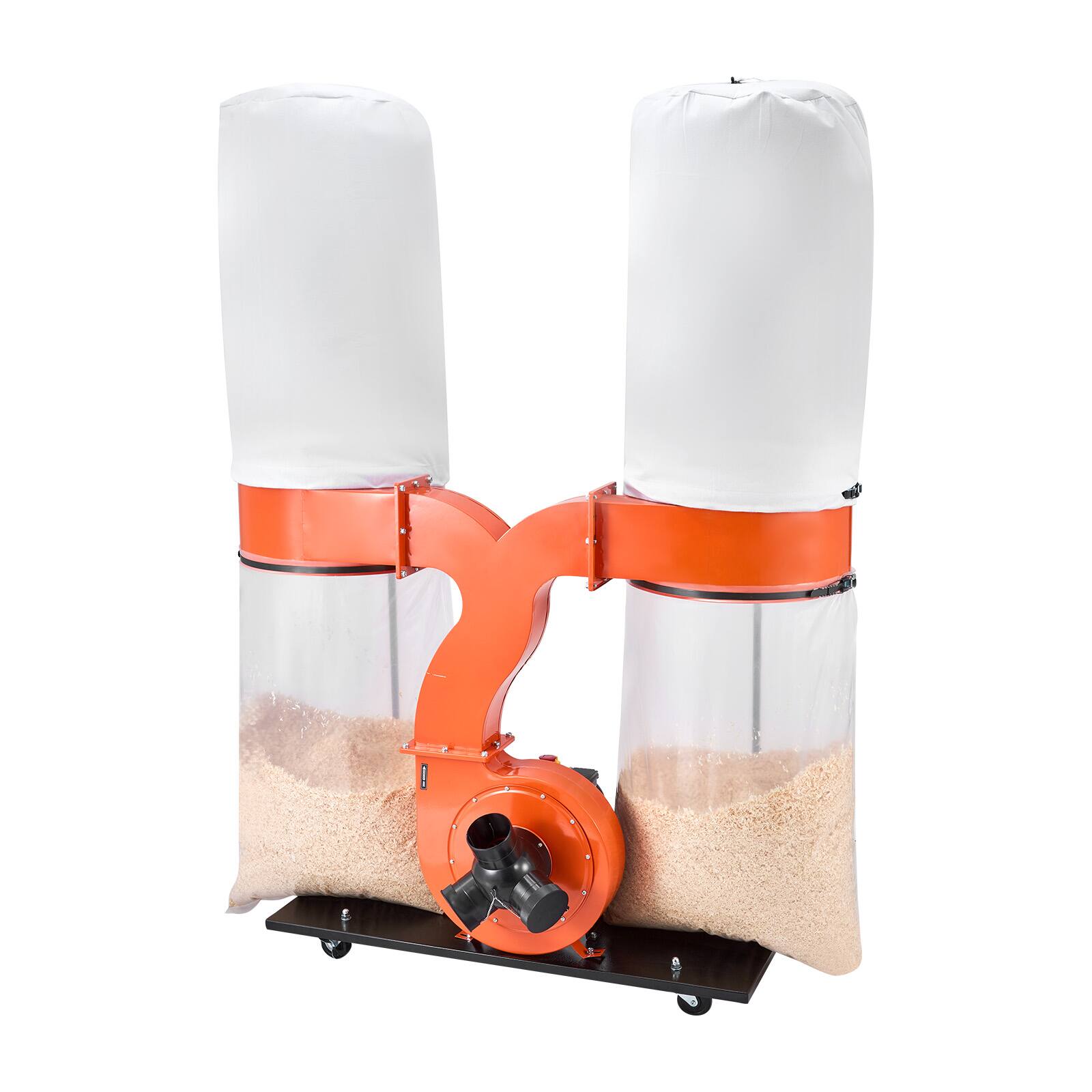 Front. VEVOR - Dust Collector, 1550 CFM 2.5 Micron Vortex Cone Dust Collectors,3.0HP Sawdust Collection System with Two 35-Gallon Dusts - Orange;Black.