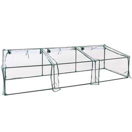 Sunnydaze - Iron PVC Cover Mini Slant Cloche Greenhouse with Zipper - Clear