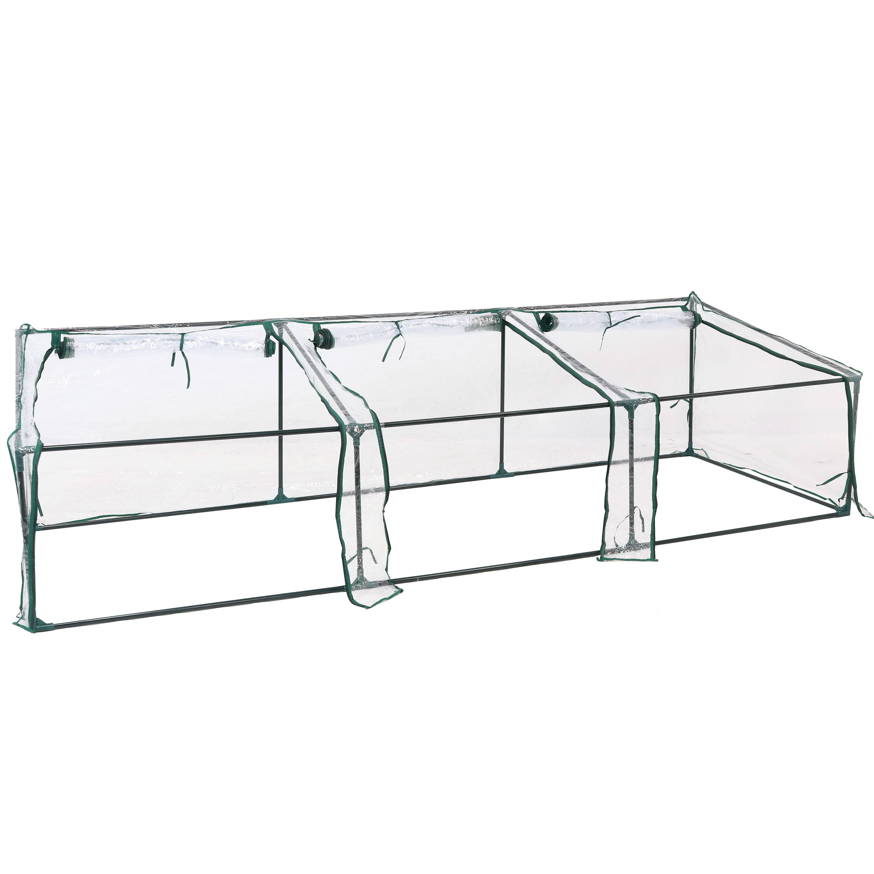 Front. Sunnydaze - Iron PVC Cover Mini Slant Cloche Greenhouse with Zipper - Clear.