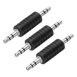 Unique Bargains - 3pcs 3.5mm M to 3.5mm M Connector Zn Alloy Ni Plated Stereo TRS for Audio/HP/Spkr/Player/Video Rcvr, Black/Silver - Black Silver