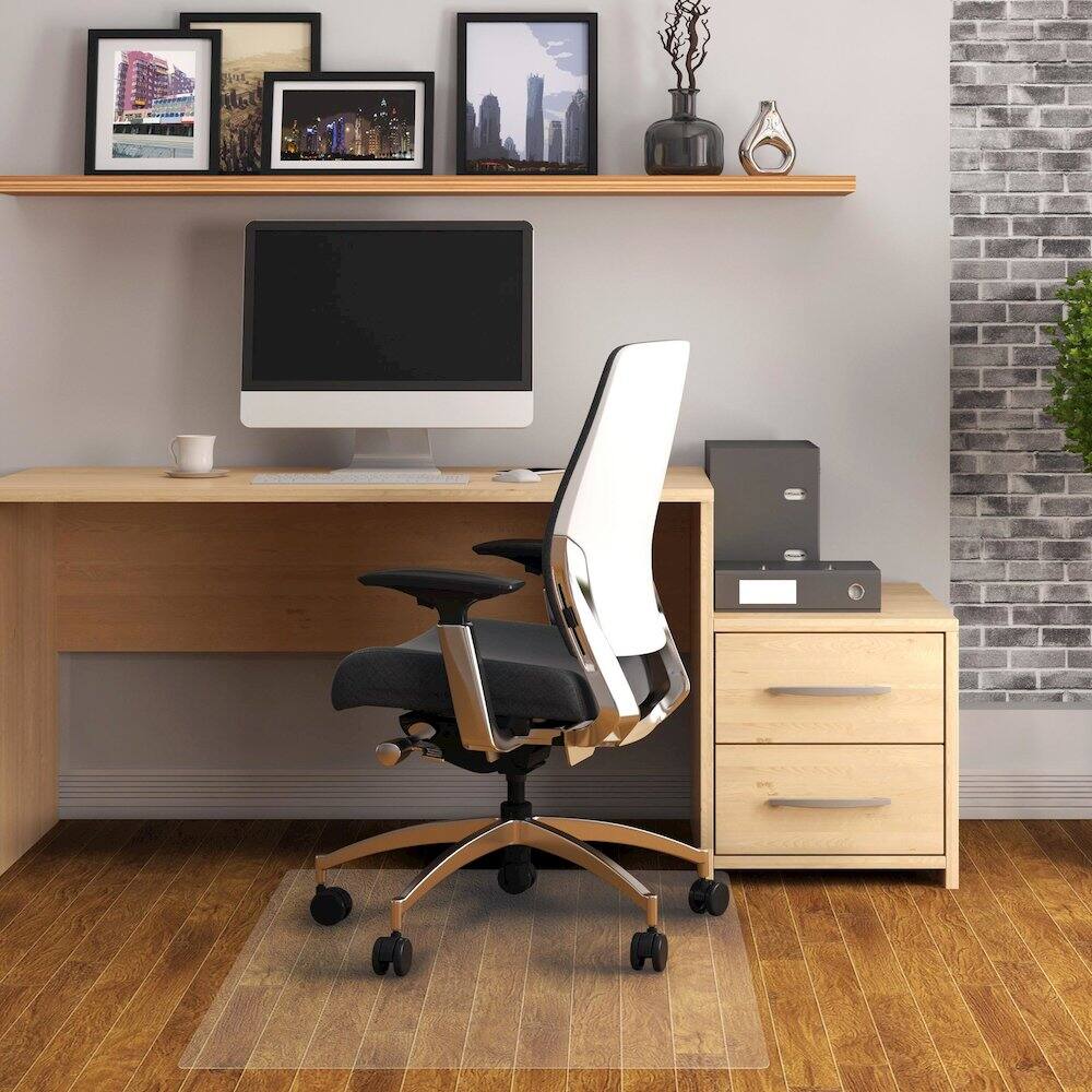 Left. Floortex - Vinyl Rectangular Chair Mat for Hard Floor - 36" x 48" - Clear.