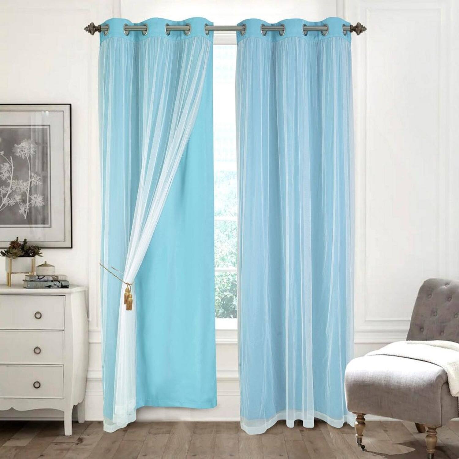 Alt View 1. RT Designers Collection - RT Designers Hendrix Double Layer Blackout Grommet Curtain Panels - 2-Piece Set in Blue - Blue.