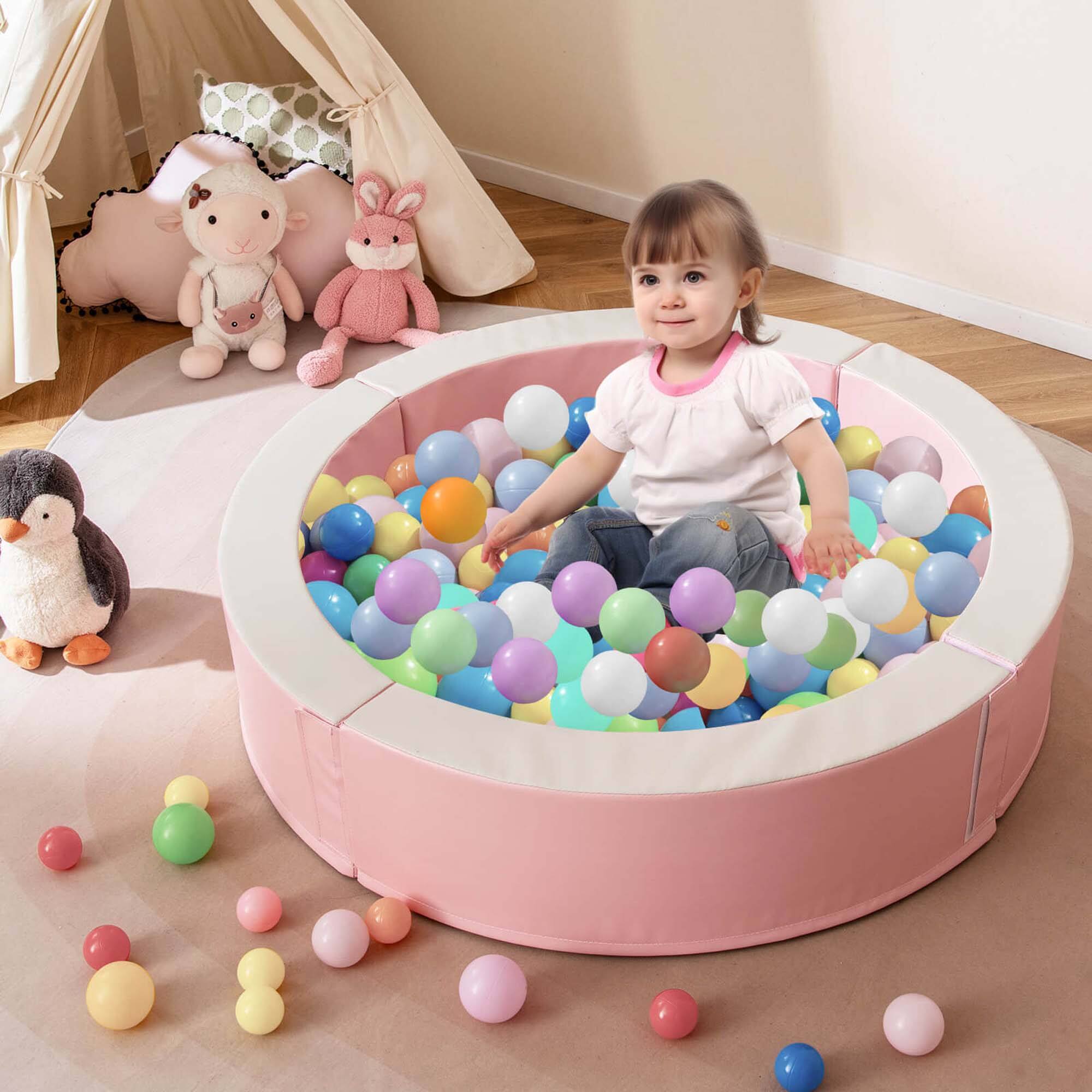 Alt View 3. Costway - Costway 44.5" x 10" Baby Ball Pit Detachable Foam Ball Pit with 50 Colorful Ocean Balls - Pink.