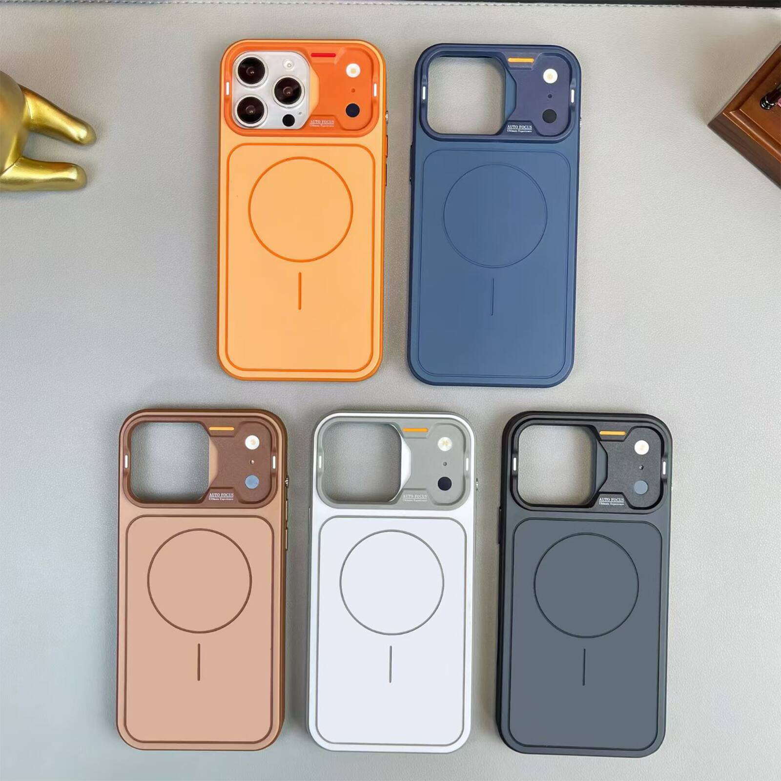 Back. Dteck - Magnetic Case for Apple iPhone 17 Pro Max, Premium Hybrid Matte Slim Shockproof Protective Cover, Wireless Charging - Orange.