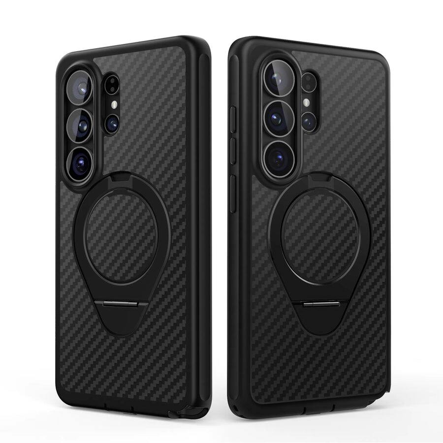 Left. i-Blason - Samsung Galaxy S26 Ultra Cosmo Stand Slim MagSafe Case - Carbon Fiber.