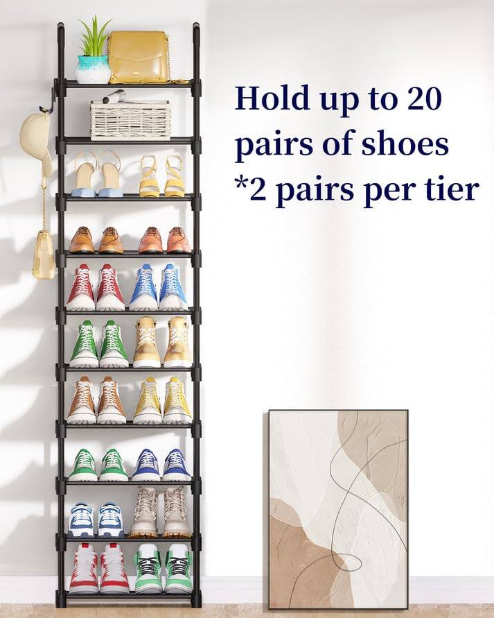 Hold up to 20 pairs of shoes  
*2 pairs per tier