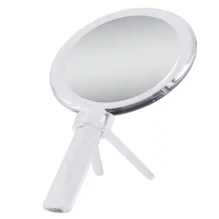 Front. Zadro - Double-Sided Handheld Mirror for Makeup with 7X/1X Magnifications & Stand - Clear.