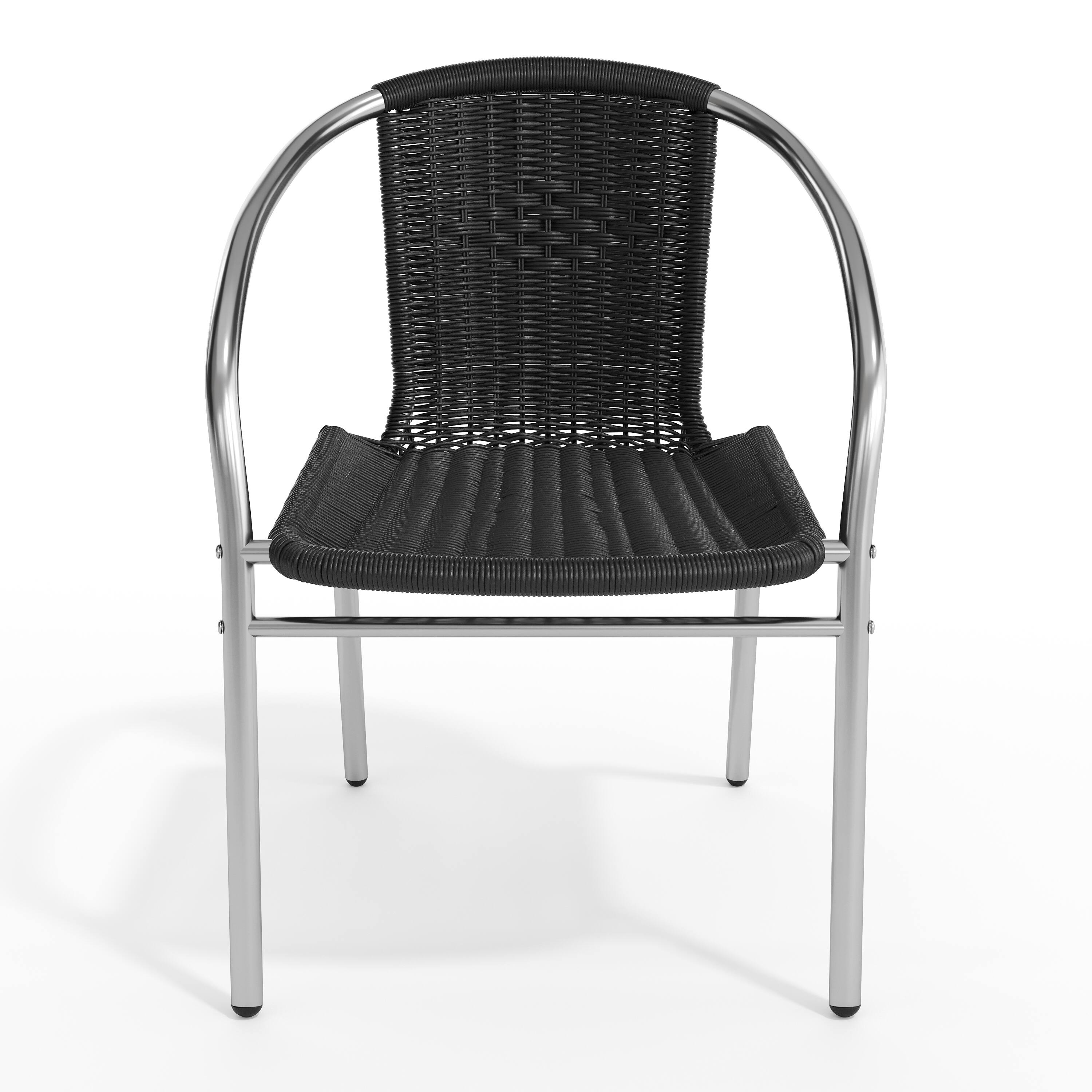 Alt View 9. Emma + Oliver - Commercial Aluminum/Rattan Restaurant Dining Stack Chair - Aluminum and Black.