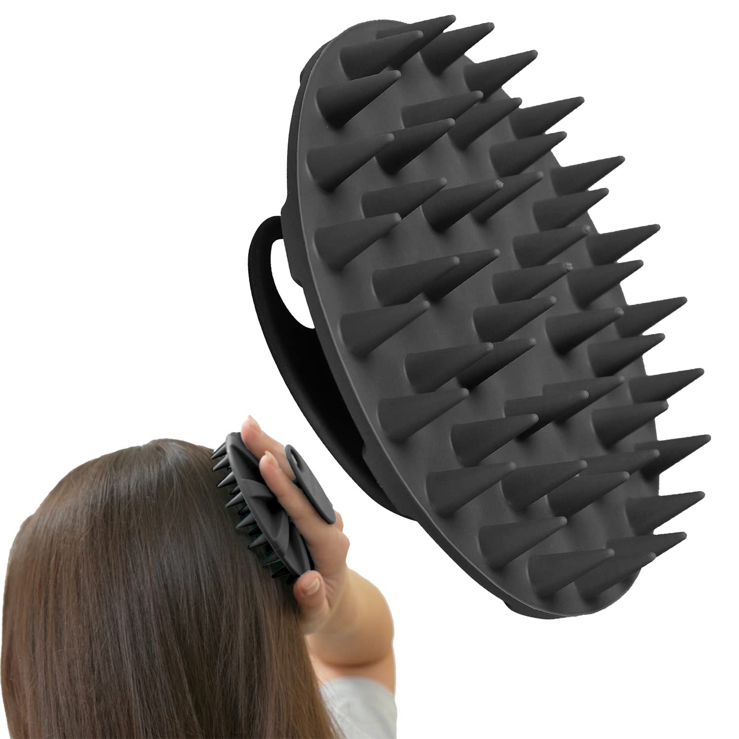 Front. Vulpecula Spade - Scalp Care Massager Shampoo Brush, Wet & Dry Manual Head Scrubber Hair Washing, Soft Silicone Bristles, for Hair Growth,.