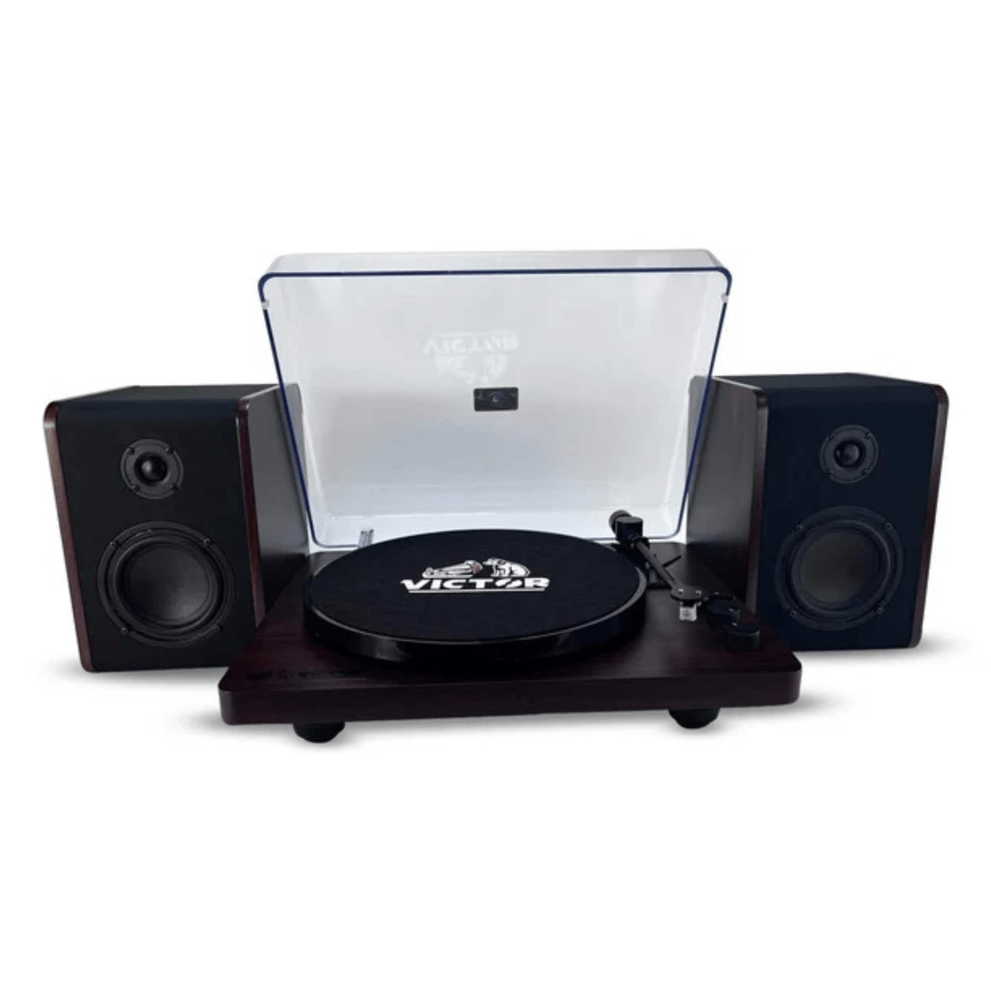 Victor Audio - Lincoln Record Player with Stereo Speakers - Black