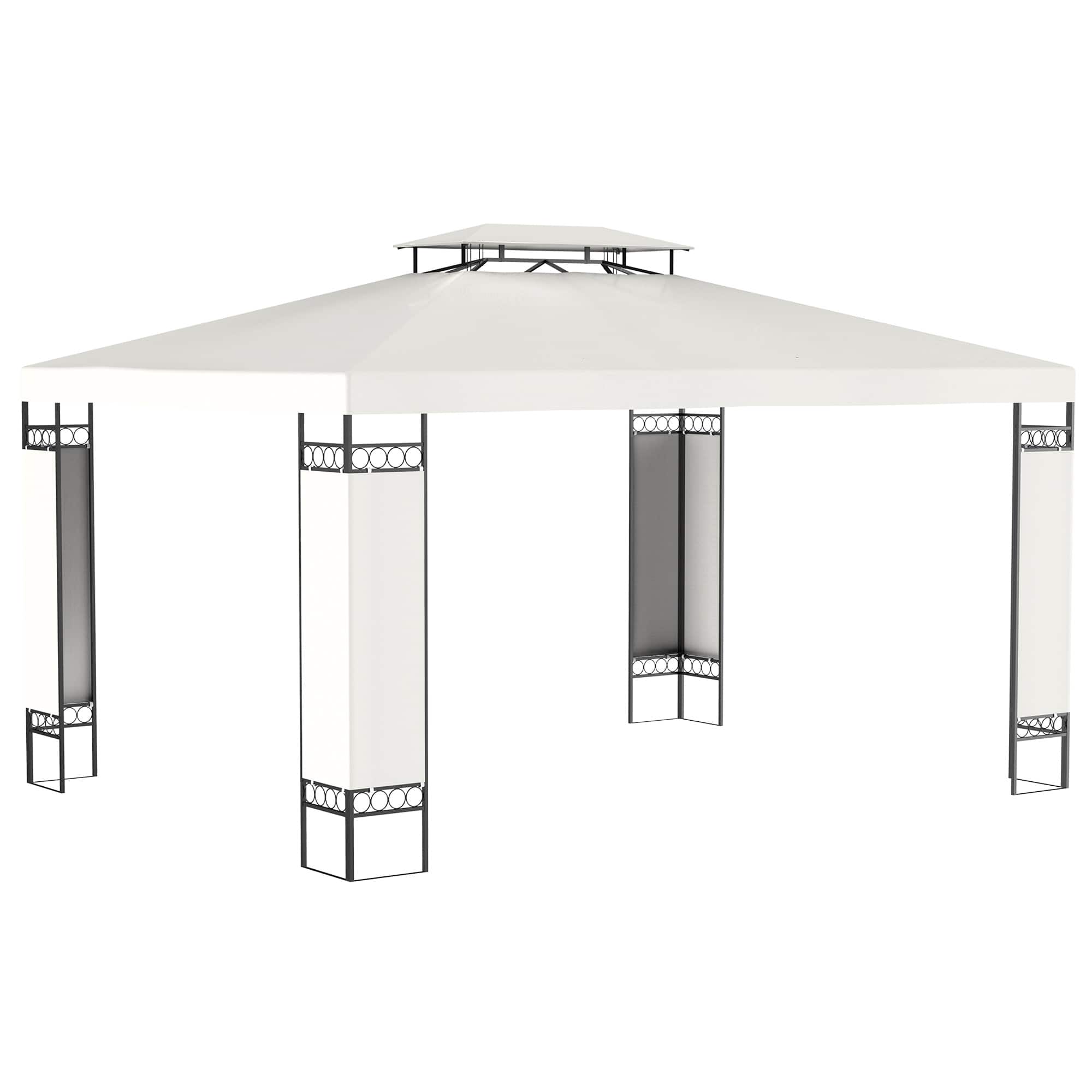 Outsunny - 10' x 13' Patio Gazebo, Double Roof Outdoor Gazebo Canopy Shelter with Screen Decorate Corner Frame, for Garden, Lawn - Cream White price history on PriceWatchPro