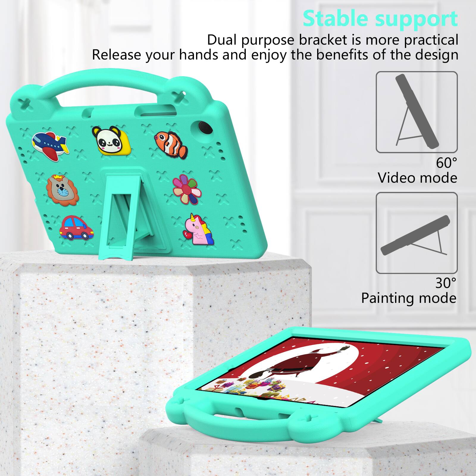 Stable support  
Dual purpose bracket is more practical  
Release your hands and enjoy the benefits of the design  

60° Video mode  
30° Painting mode