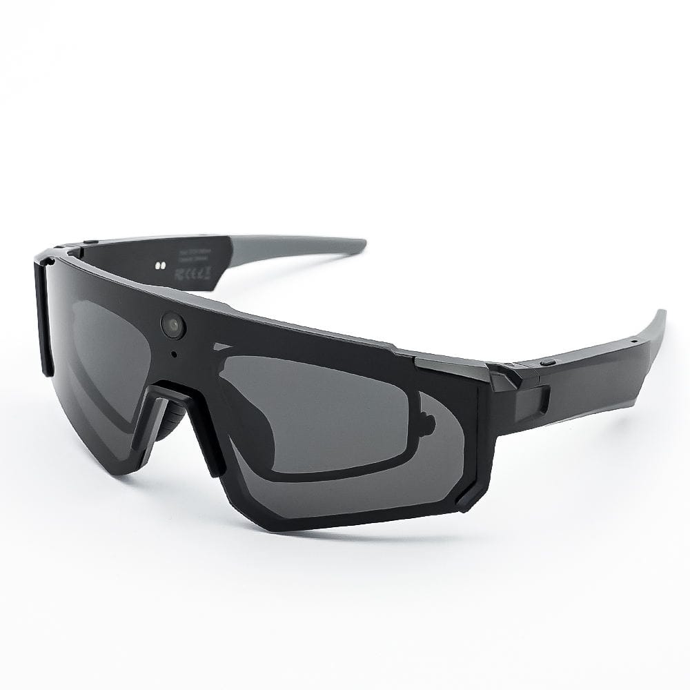 PRIMEPLUS - Sports Cycling Smart Glasses with 8MP Camera Video Recording Eyeglasses Music Player AI Smart Glasses - Black