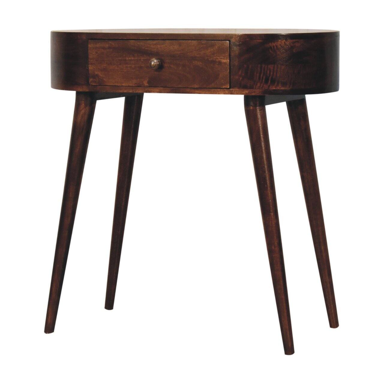Back. Artisan Furniture - Artisan Furniture Solid Wood California Walnut Rounded Small Console Table, 1 Drawer, Brown - Brown.