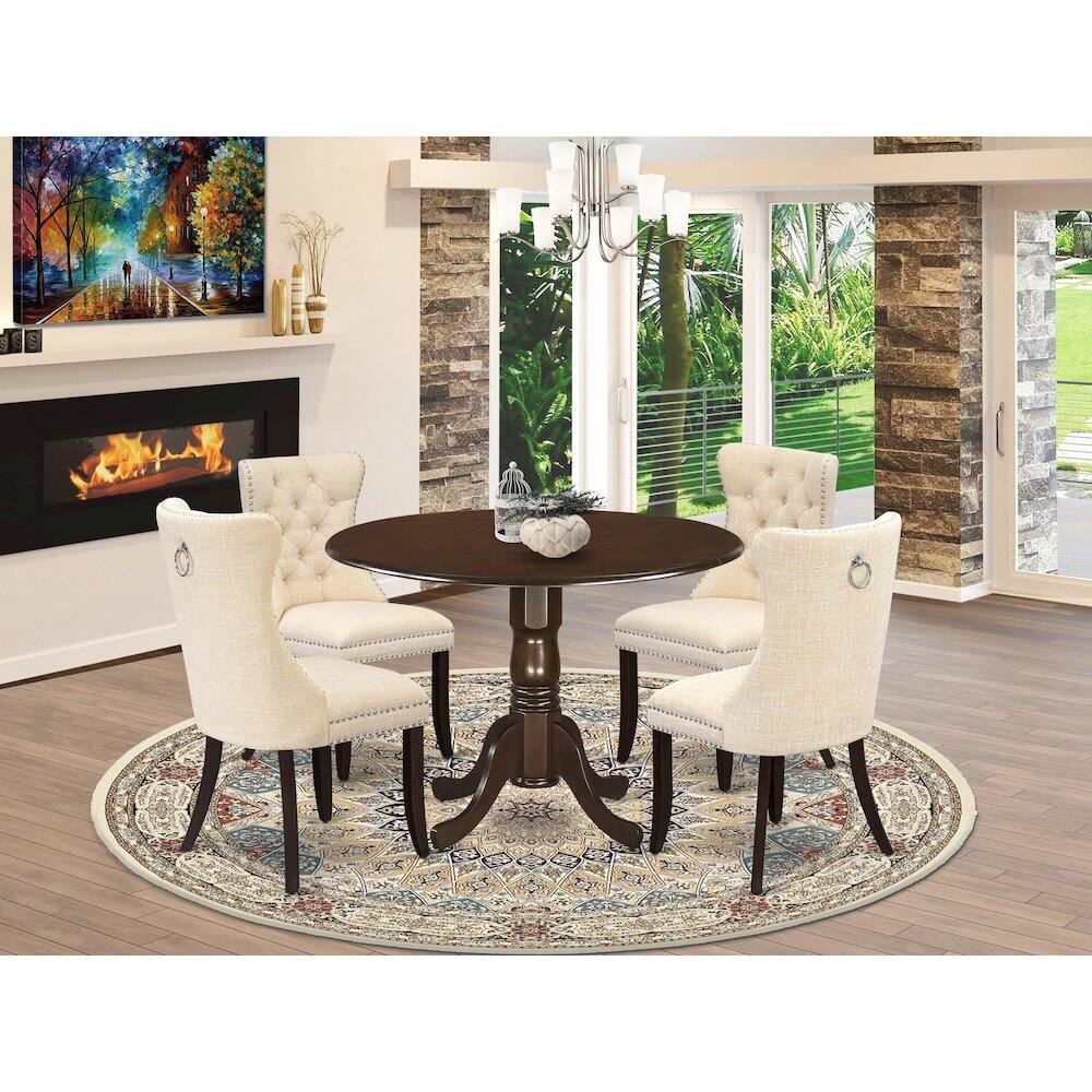Alt View 8. East West Furniture - 5 Piece Kitchen Table Set Contains a Round Dining Table with Dropleaf - Red.