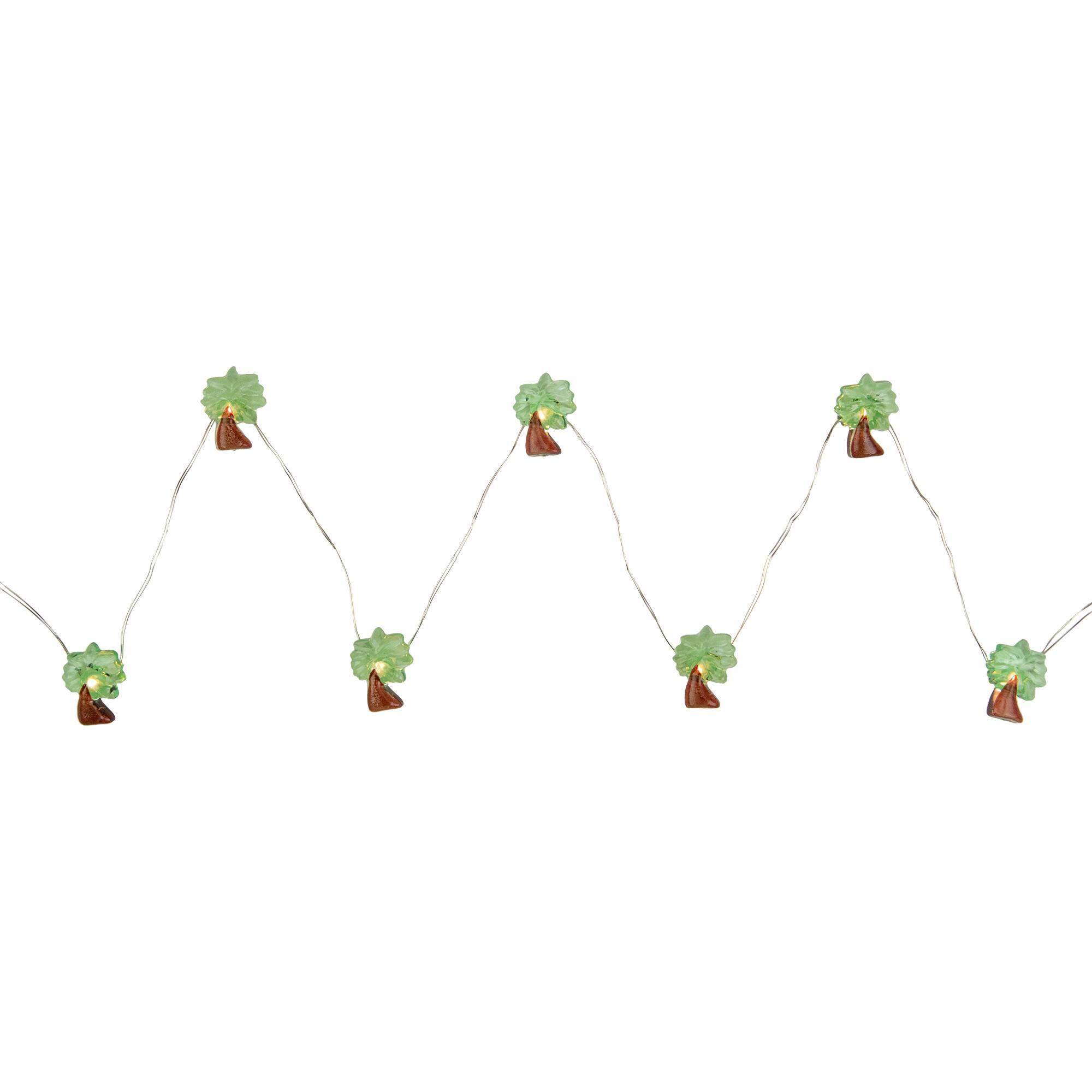 Alt View 4. Northlight - LED Palm Tree Fairy Lights - Warm White - 2.75'  Silver Wire - 10ct - Green.