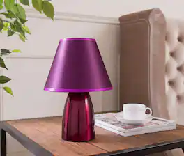 Kings Brand Furniture - Contemporary Table Lamp, Glossy Finish with Metal Base - Purple