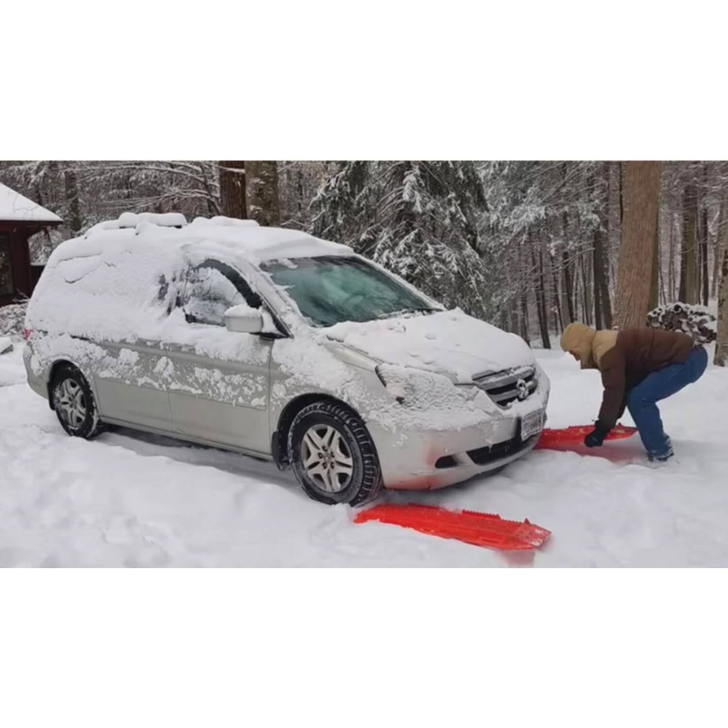 Left. MAXSA Innovations - Maxsa Innovations 20333 Escaper Buddy Tire Traction Tracks, 2 Count, Orange - orange.