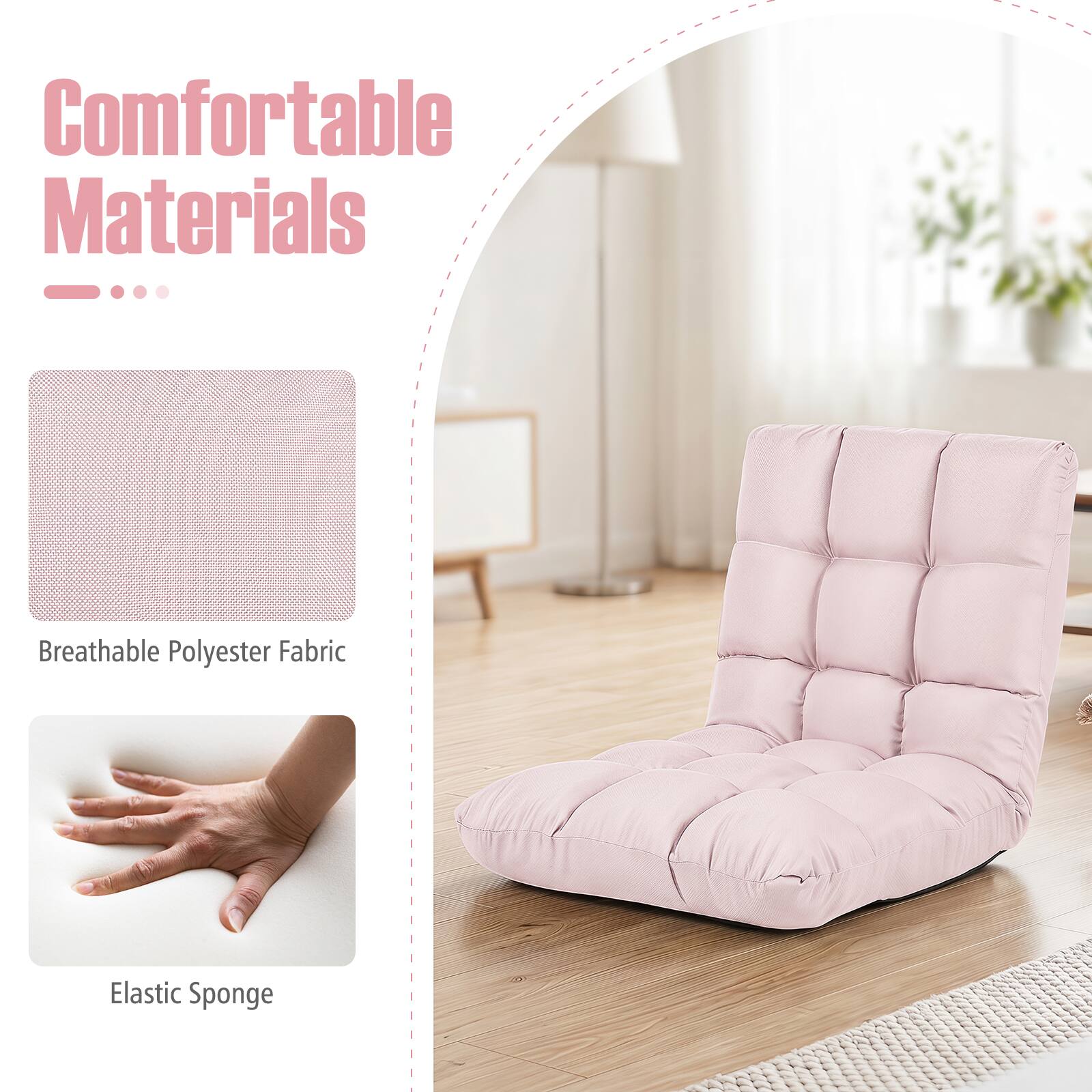 Comfortable Materials  
Breathable Polyester Fabric  
Elastic Sponge