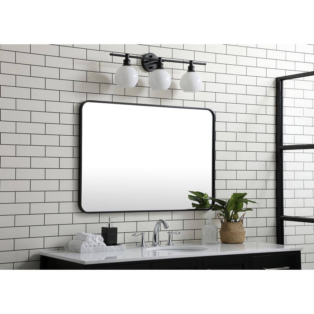Alt View 4. Elegant Decor - Soft corner metal rectangular mirror 27x40 inch in Black - Black.