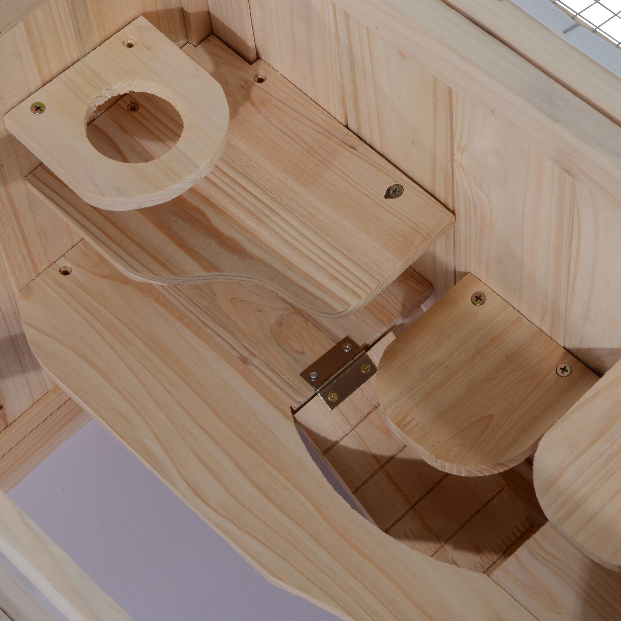 Alt View 4. Pawhut - 2-Level Hamster Cage Mice and Rat House, Guinea Pigs, Chinchillas with Openable Top, Front Door, Shelf, Ladder.