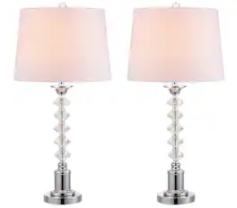 Jonathan Y - Kinsley 28" Crystal LED Table Lamp, /Chrome (Set of 2) - Clear