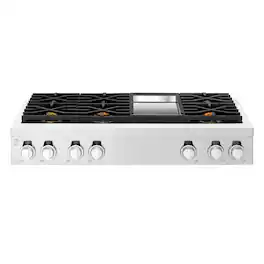 SKS - Professional Series 48-inch Gas Rangetop with Smart Knobs and Chromium Griddle, 6 Burners - Stainless Steel