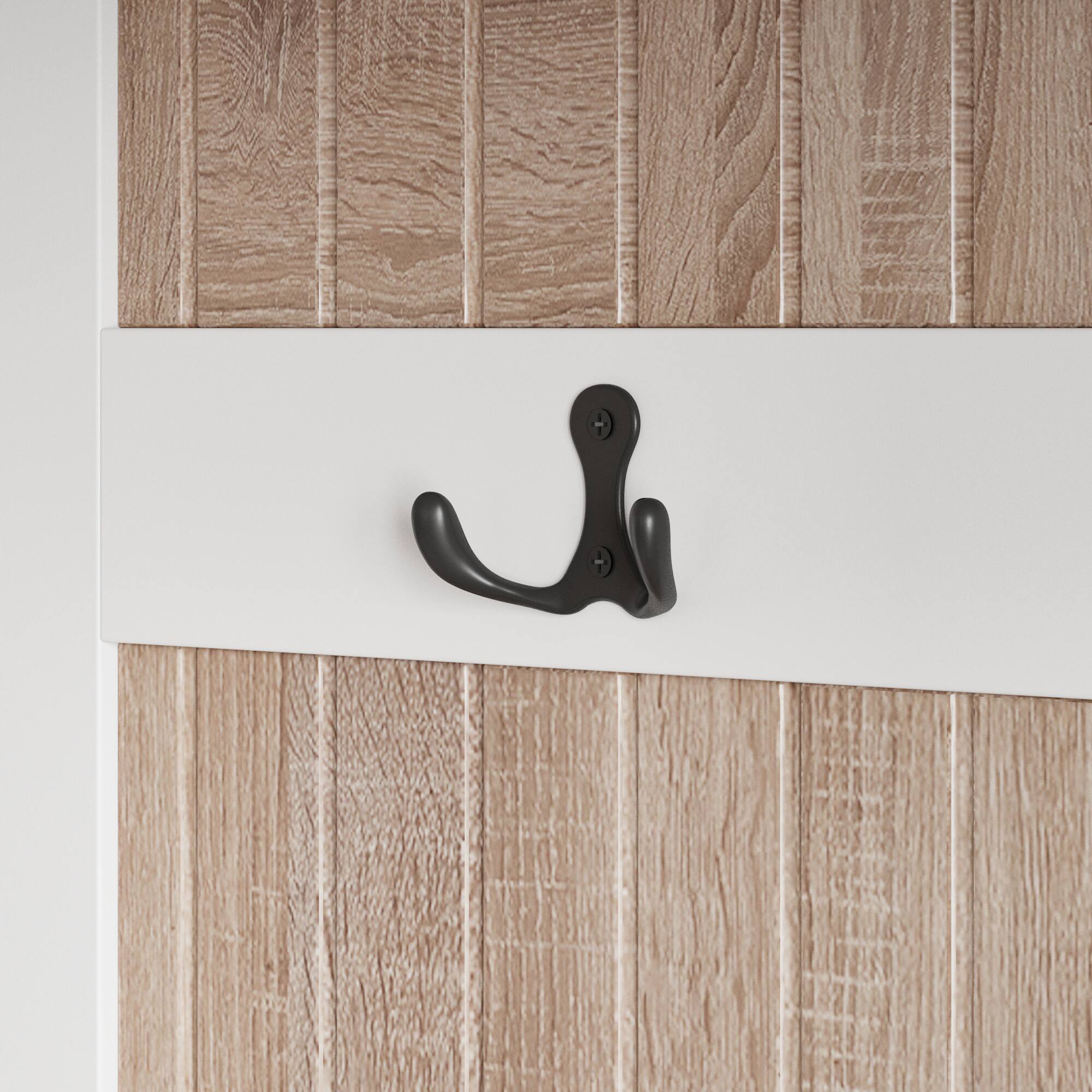 Alt View 8. FUFU & GAGA - Hall Tree with Coat Rack Shoe Storage Bench and Natural Rattan Baskets for Entryway Organization - White & Wooden.